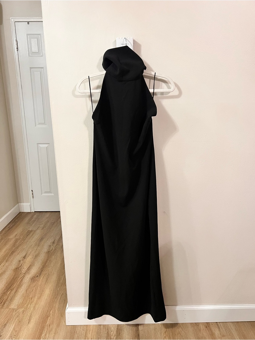 Zara Black Backless Halter Maxi Dress back neck buttons open back